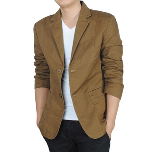  秋冬新品两粒扣休闲西装修身款 男士休闲西服纯棉小西装韩版外套