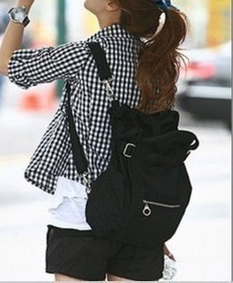  包包女包双肩潮包帆布包休闲复古运动包双背书包单肩包黑布包