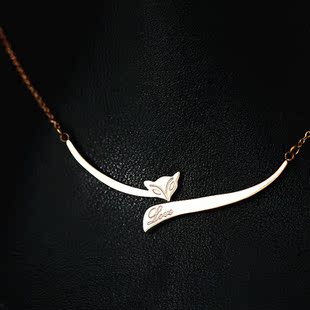  大牌经典 钛钢镀14K金 招桃花 迷人 锁骨链 女 狐狸项链 1010