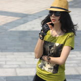 *五月促销*2012夏装新款修身 欧美风女装印花短袖T恤 小酒瓶事件