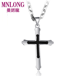  曼诺龙 925纯银十字架项链 首饰品 珠宝男士 时尚创意吊坠 可刻字