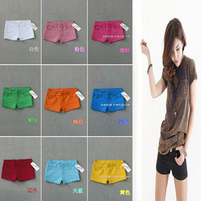 2012 summer new Korean version of the pants shorts solid color female summer candy colored denim shorts shorts color 900