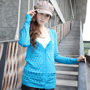 品<span class=H>优衣库</span> 2011新款秋装 女 单排扣修身短款镂空<span class=H>针织</span><span class=H>衫</span> 长袖开<span class=H>衫</span>