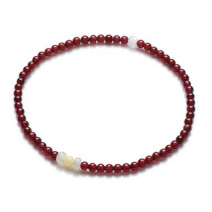  福佑居饰品 民族风AA级4MM石榴石脚链 女 翡翠玉 天然水晶 本命年