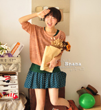 nana 2012新 纯棉 花机镂空 七分袖 套头针织 C120414