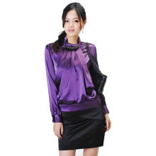 2010秋装新品 韩版雪纺收腰淑女修身OL长袖衬衫淑女衬衣9006