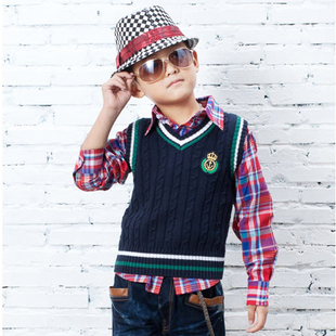  春秋新款 可乐凡尼 男童马甲针织背心 中大童 儿童110-180