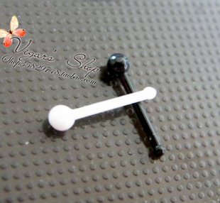  特!   防过敏鼻钉 UV材质圆珠鼻钉 鼻钉小耳钉 2mm 黑/白