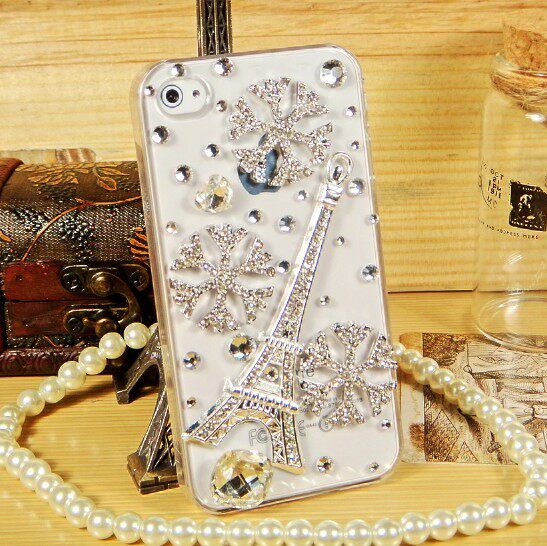 巴黎铁塔 iphone4手机壳 水钻 iphone4s手机壳子 苹果4手机壳4s套