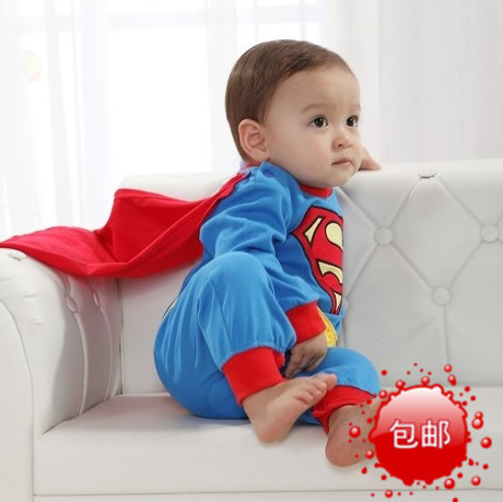 婴儿夏装帅气男宝宝超人造型衣服男童装0-6个