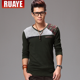  ruaye 秋装新款针织衫 男士毛衣外套韩版修身男装毛衣 男R23M09