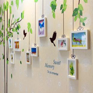 D0172#9框日式相框墙贴卧室墙面饰品设计摆件照片实木新款照片墙-淘宝网