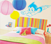 墙贴儿童房卡通乐趣，幼儿园墙纸阿童木游乐园走廊，过道贴纸墙画