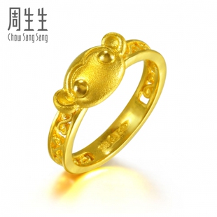  周生生黄金(足金)大眼猴(代代封侯)戒指 真人秀39047R(计价)