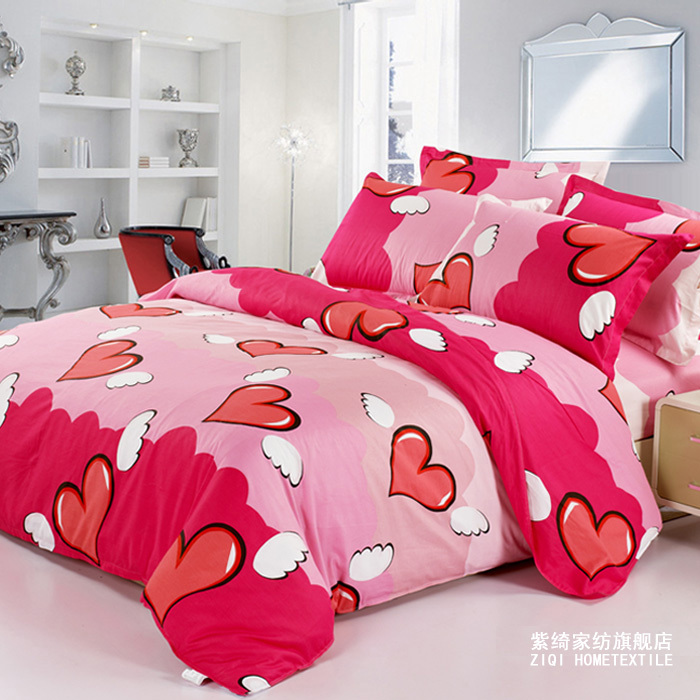 全棉印花床笠四件套 纯棉公主床品...