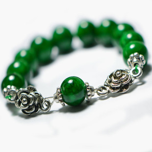  部分地区包邮 云南民族风原创手工饰品批发 藏银绿孔雀石手链007