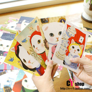  韩国人气超萌可爱猫咪卡片 礼品贺卡 明信片 多种图案随机