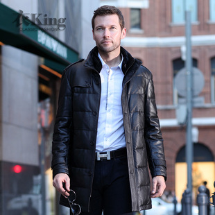  衣King 新款特价外套海宁真皮皮衣 绵羊皮羽绒服 中长款男装