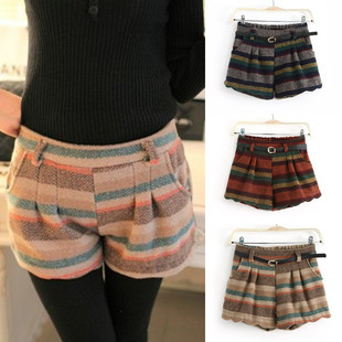 淘宝网冬天毛呢<em>短裤</em>韩版<em>女装</em>秋冬款打底<em>短裤</em>羊