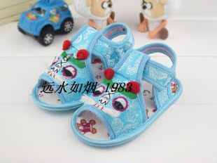  手工虎头凉鞋宝宝小老虎头鞋婴儿周岁生日鞋子千层底学步布鞋夏季