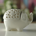 鸟与花家 装饰品娄空陶瓷香熏炉 欧式古典蜡烛烛台 大象摆件摆设