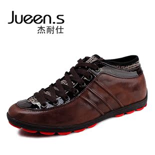  Jueens 杰耐仕男鞋 真皮内增高鞋子日常休闲驾车鞋 韩版皮鞋板鞋