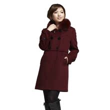 淘宝网爱莉姿 羊毛女冬装大衣 2012正品 韩版修身毛呢外套 狐狸毛领1715