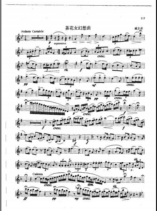 威尔第 单簧管乐谱/黑管独奏五线谱/书谱 2p <em>茶花女幻想曲</em>