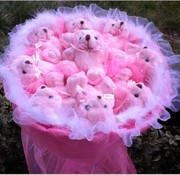 上海礼物速递9只粉色泰迪熊，花束生日祝福礼物，爱人女友礼物