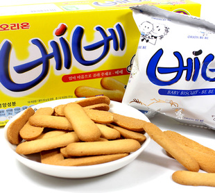  韩国进口食品 好丽友baby手指饼干 宝宝磨牙棒 富含DHA  100g