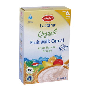  原装进口特福芬Topfer婴幼儿辅食米粉粗麦粉2段牛奶苹果香蕉橙子