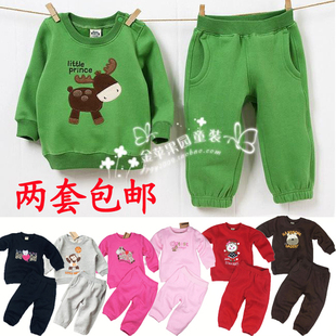  儿童卫衣套装 男童女童纯棉卫衣加厚抓绒春秋冬宝宝婴儿运动套装