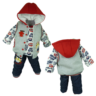  包邮！童装男童女童三件套 宝宝棉衣冬装 韩版儿童套装 新年装