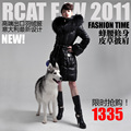 意大利ROYALCAT高端 2011秋冬新款 羽绒服女皮草披肩毛领中长款