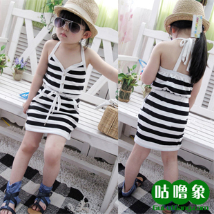   女童装 韩版 新款 儿童连衣裙 夏季 夏装 背心裙子 吊带裙装