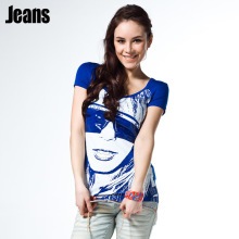 �ļ��¿�ŮװPEACEBIRD/̫ƽ��ר����Ʒ��ͷӡ����֯��AM1120618