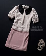 2012MIUMIU欧美大牌原单小狗同款短袖粉色绿色连衣裙