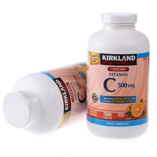  美国KIRKLAND 纯天然维生素C VC 500mg 500粒 橙味咀嚼片