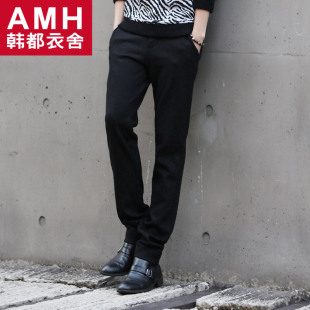  AMH男装韩国春装新款男士韩版纯色纯色锥版西裤NV2049璟僦