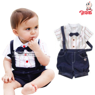 2012 Summer clothes new clothes baby clothes baby clothes baby boy star strap gentleman two piece suit