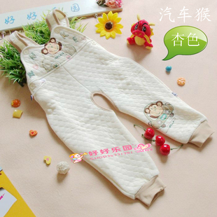  12新款/儿童保暖背带裤宝宝纯棉护肚裤男童女童家居服