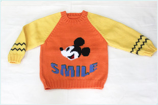 新款婴<em>幼儿毛衣</em>宝宝<em>毛衣</em>纯手工<em>编织米老鼠图案</em>