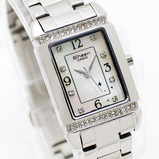 <em>卡西欧女表</em> <em>CASIO</em>方盘镶钻钢带女士<em>手表 价格</em>