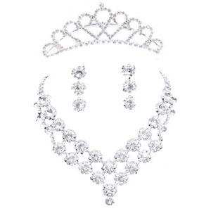  施幻麒T377 头饰项链结婚 新娘饰品套装 皇冠套链婚纱配饰三件套