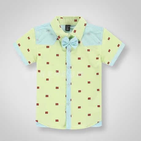 欧美儿童短袖衬衣男女打底衫潮宝时尚韩版蝴蝶