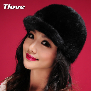  TLOVE新款 水貂毛帽子 帽子 女式皮草帽 女士 保暖 潮流 冬季