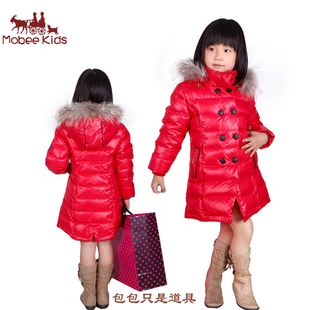  新款STYLE 儿童羽绒服清仓加厚红 正品女童羽绒服中长款毛领 反季