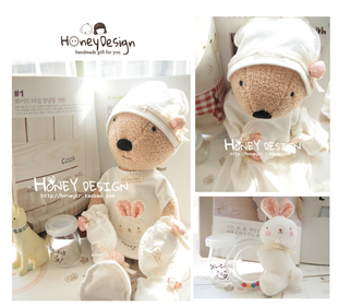  新款【honeyDIY】 粉点兔纯棉婴儿套装 婴儿礼盒装（非成品）
