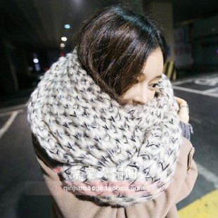 韩国代购2013新款马海毛混色超长粗毛线针织