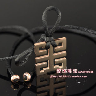  韩版时尚经典款龙之吻方喜长款项链镀18K玫瑰金情侣项链男女礼物